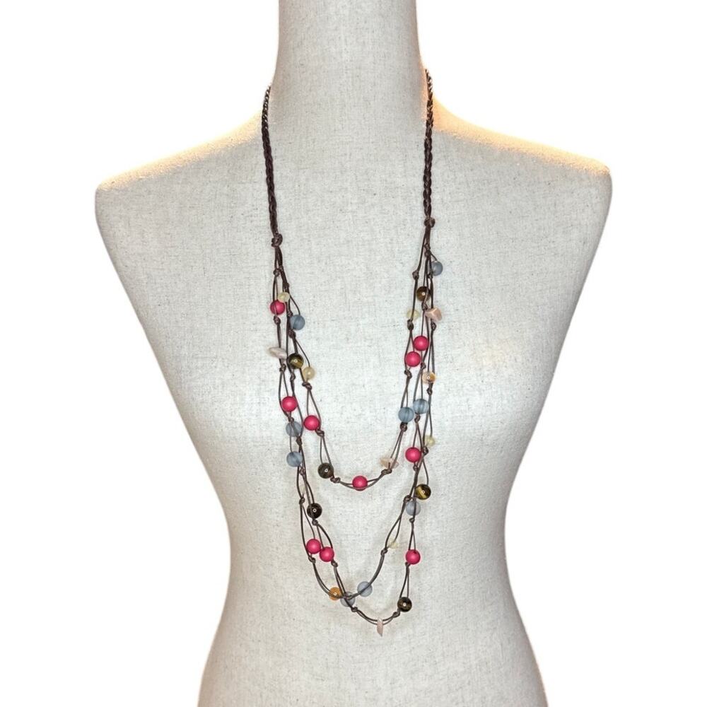 1946 Brand Braided Corded Necklace with Tiger Eye Stones